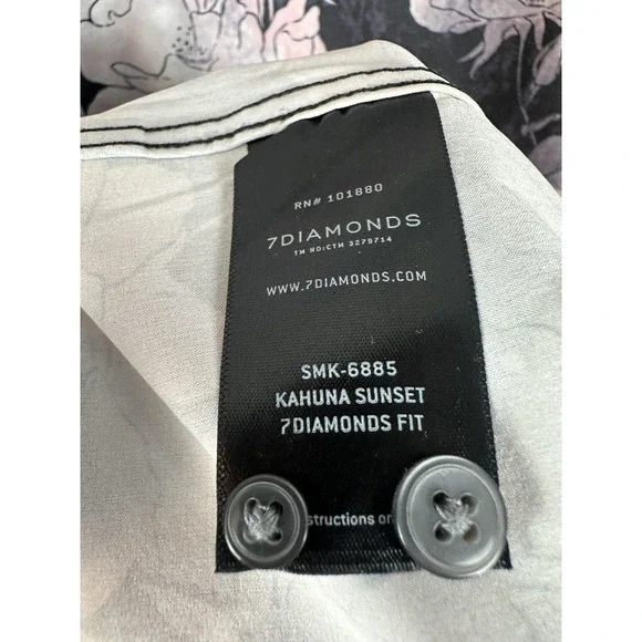 7 Diamonds Shirt Mens XL Black Floral Kahuna Sunset 4-Way Stretch